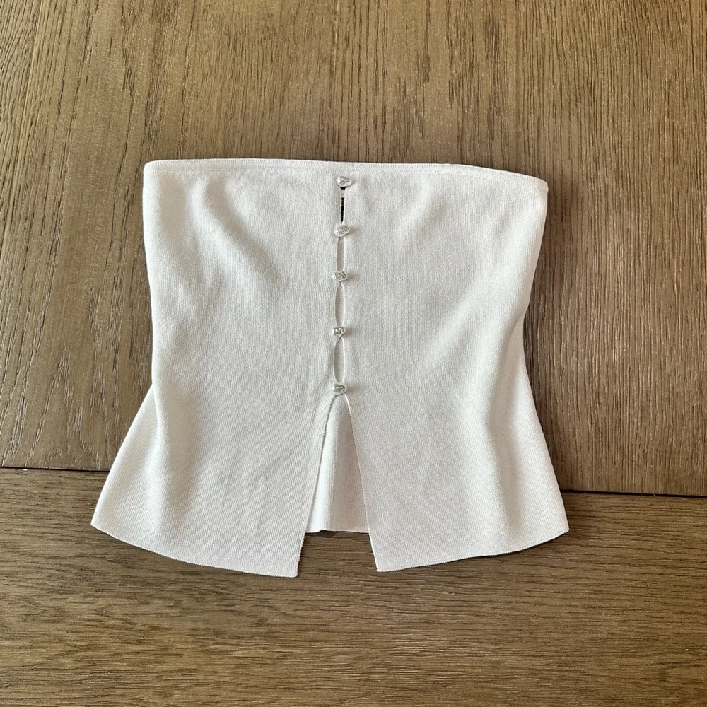 Wild Fable Knit Tube Top with Faux Pearls Size Small White - Picture 1 of 10